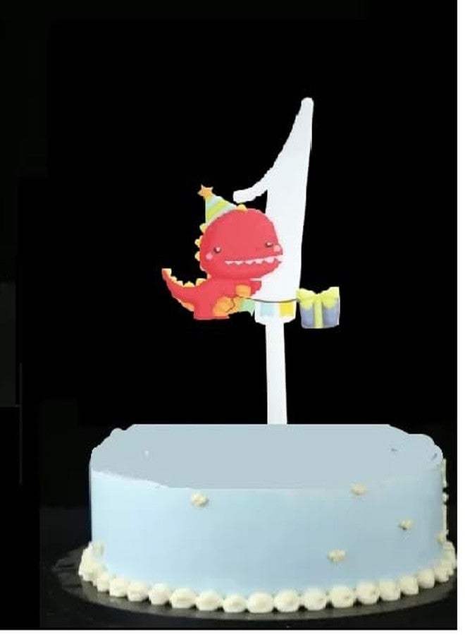 XilaMagic زينة كعكة عيد ميلاد على شكل ديناصور، رقم 1 معدني ذهبي - Image 2